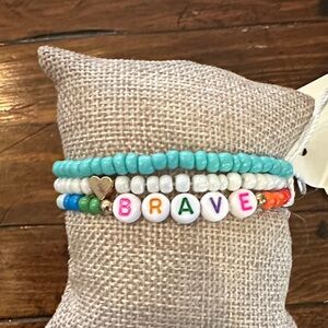 Vibrant 'Brave' Beaded Bracelet Set